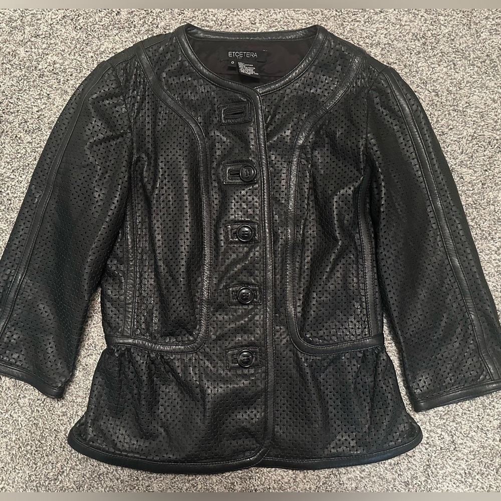 Etcetera Leather Perforated Leather Jacket excellent